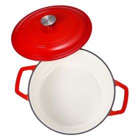 Enameled Cast Iron Dutch Oven, 6 Quart Pot with Lid and Dual Handles, Heavy-Duty Durable Cookware Pan, Oven Induction Compatible up to 500°F (Capacity: 6 qt, Color: Red)